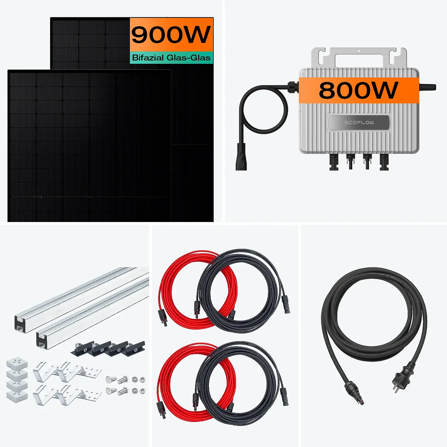 Lieferumfang des Balkonkraftwerks STREAM 800W